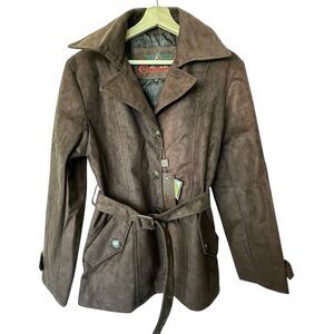 NWT A Collezioni Suede Jacket Sz M Suede chocolate brown leather